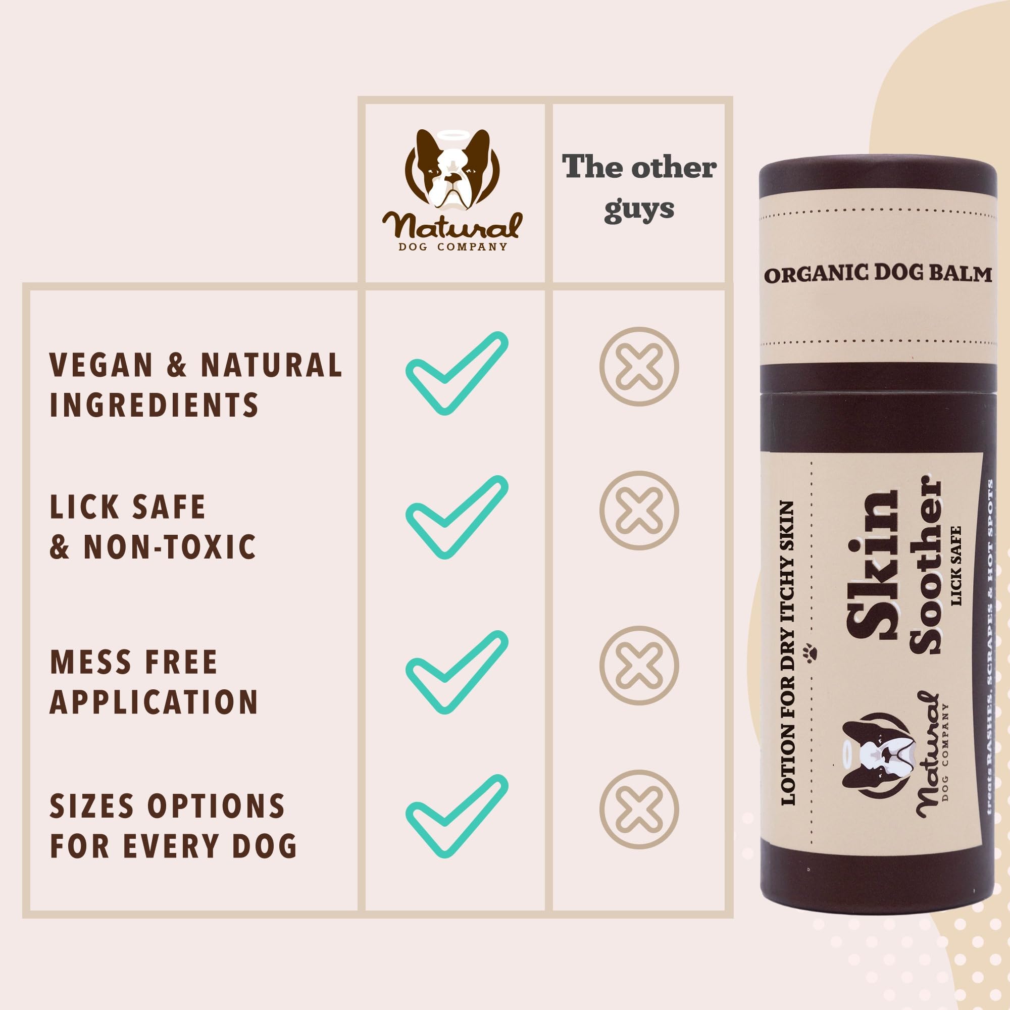 Natural Dog Company manos masajeando piel con bálsamo en lata