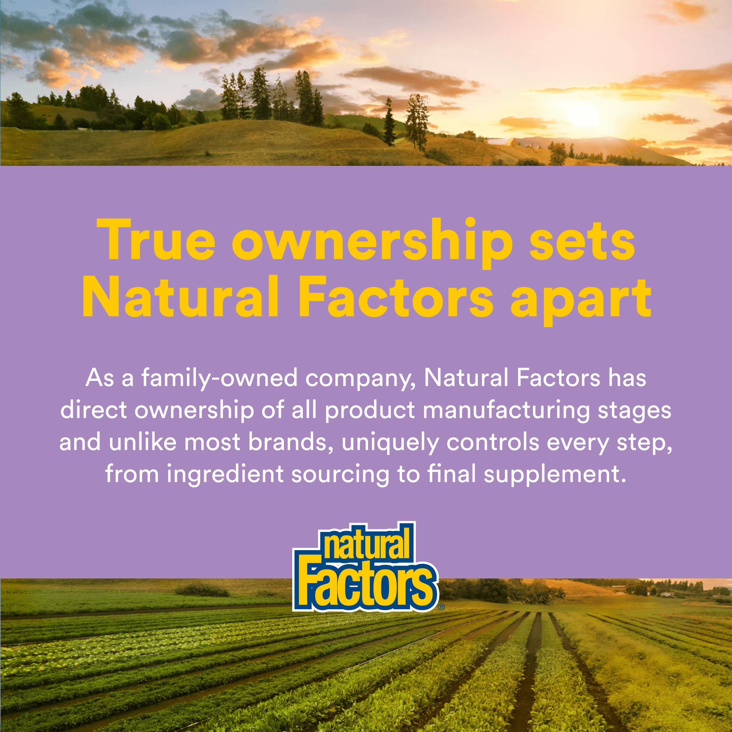 Natural Factors frasco sobre encimera en ambiente de cocina reforzando uso diario