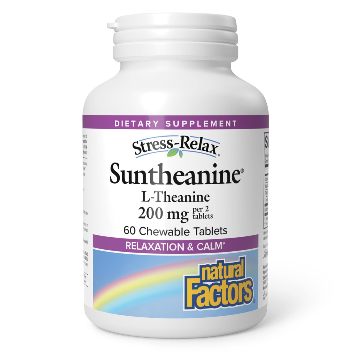 Natural Factors vista frontal del envase mostrando calma y dosis clara