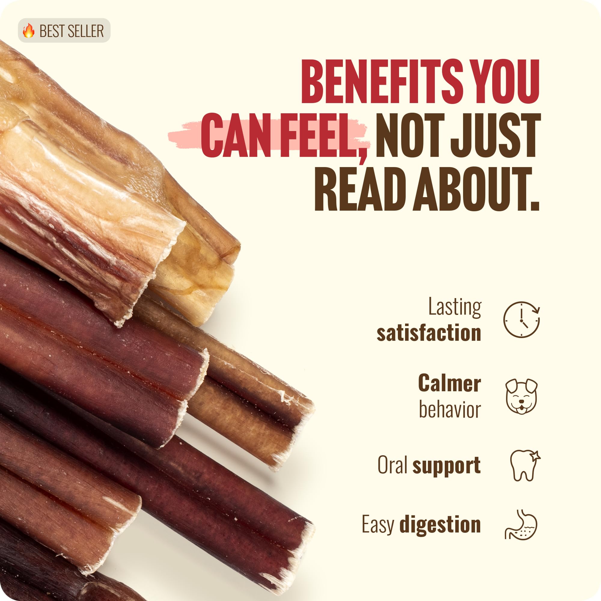 Natural Farm envase abierto con 12 bully sticks listos para usar