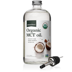 Natural Force botella de vidrio frontal mostrando producto y sostenibilidad
