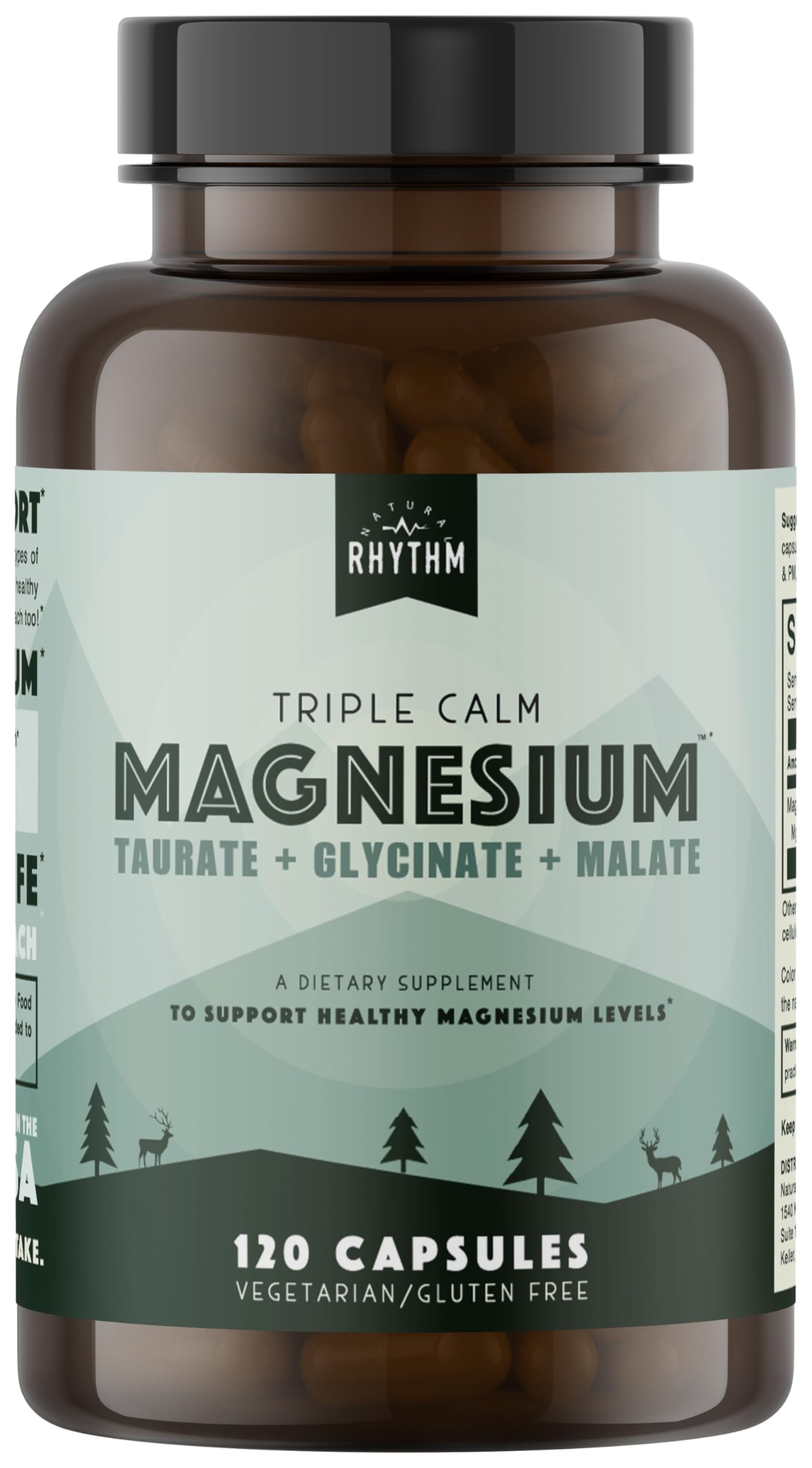 Natural Rhythm envase frontal y tapa mostrando 120 cápsulas y marca