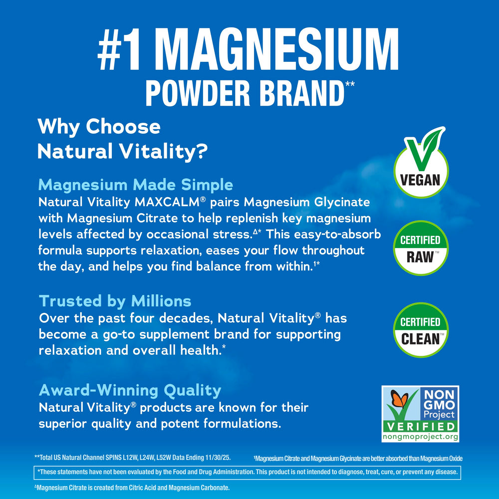 Natural Vitality scoop with serving size illustrating portion control