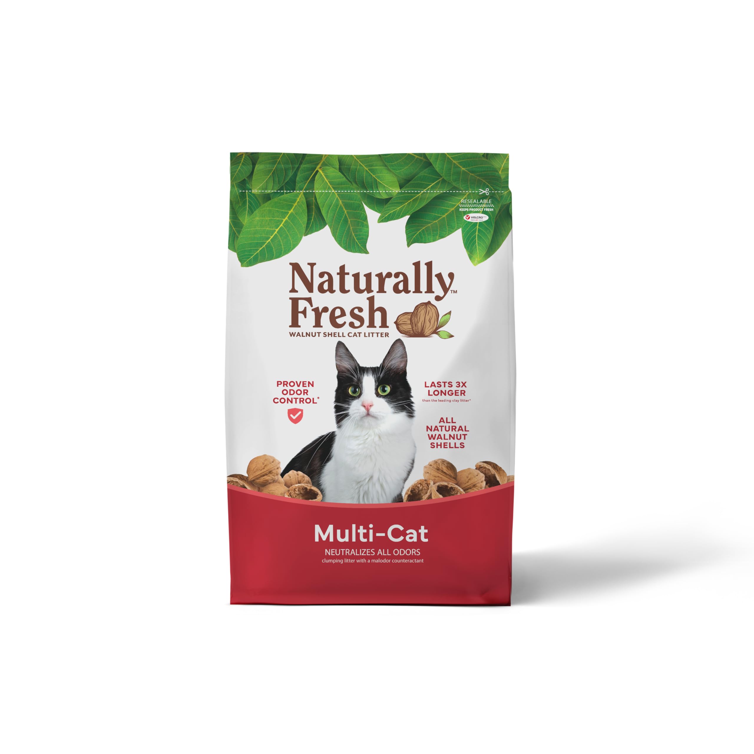 Naturally Fresh paquete frontal de 30 lb mostrando etiqueta y beneficios sostenibles