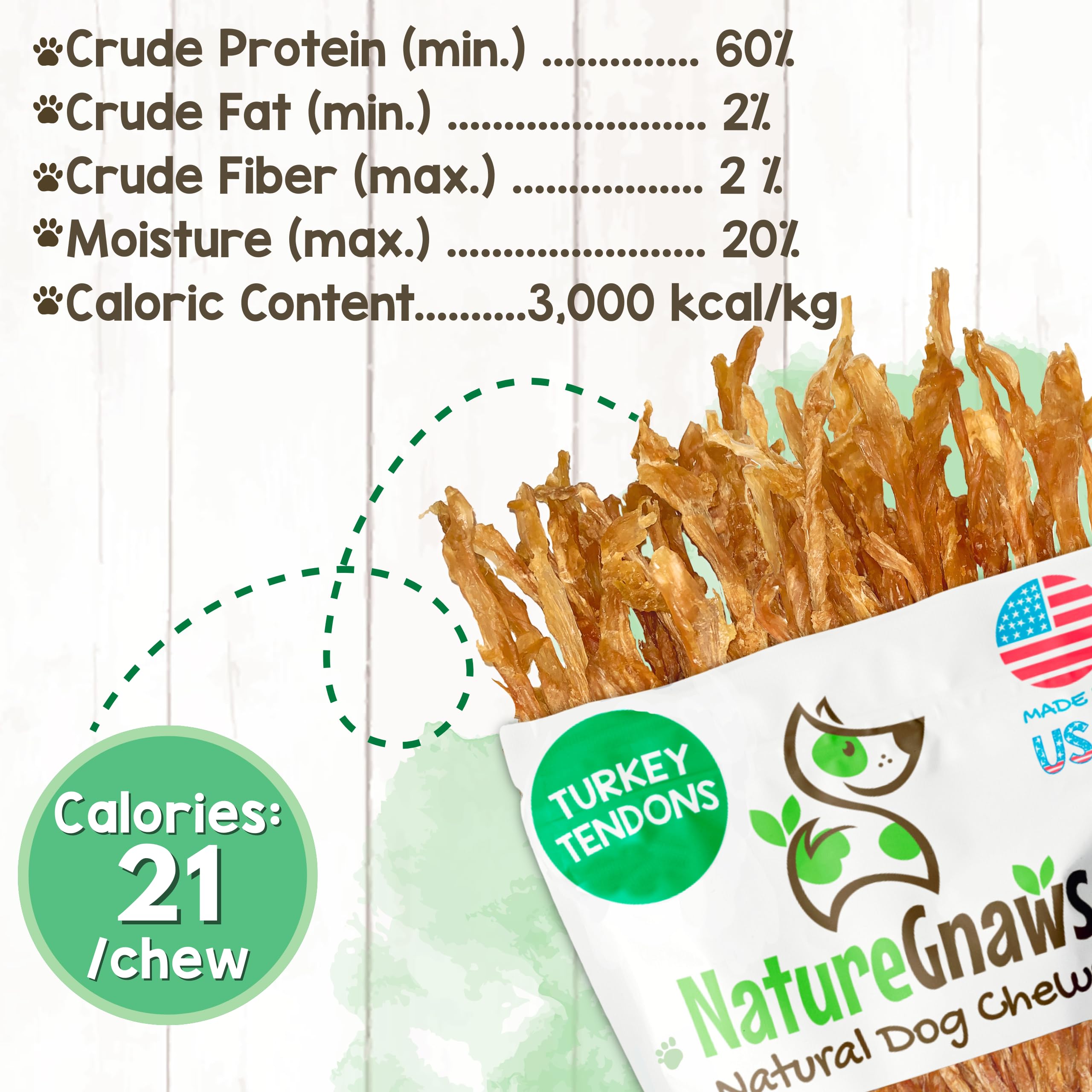 Nature Gnaws etiqueta con ingredientes claros, transparencia y origen USA