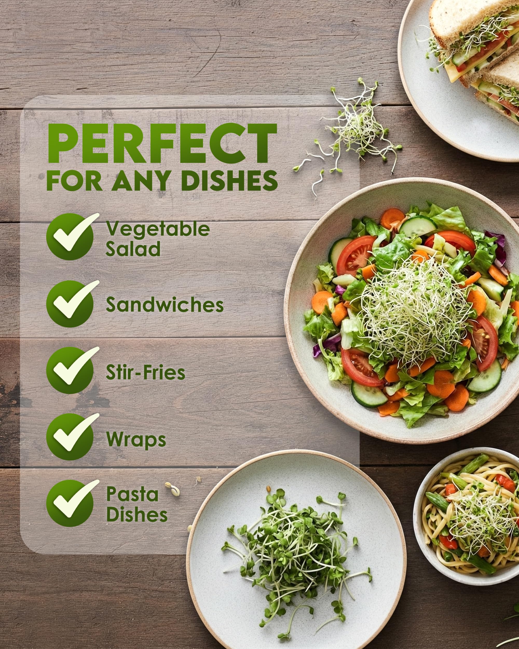 Nature Jim's Sprouts brotes sobre ensalada, aporte crujiente y fresco