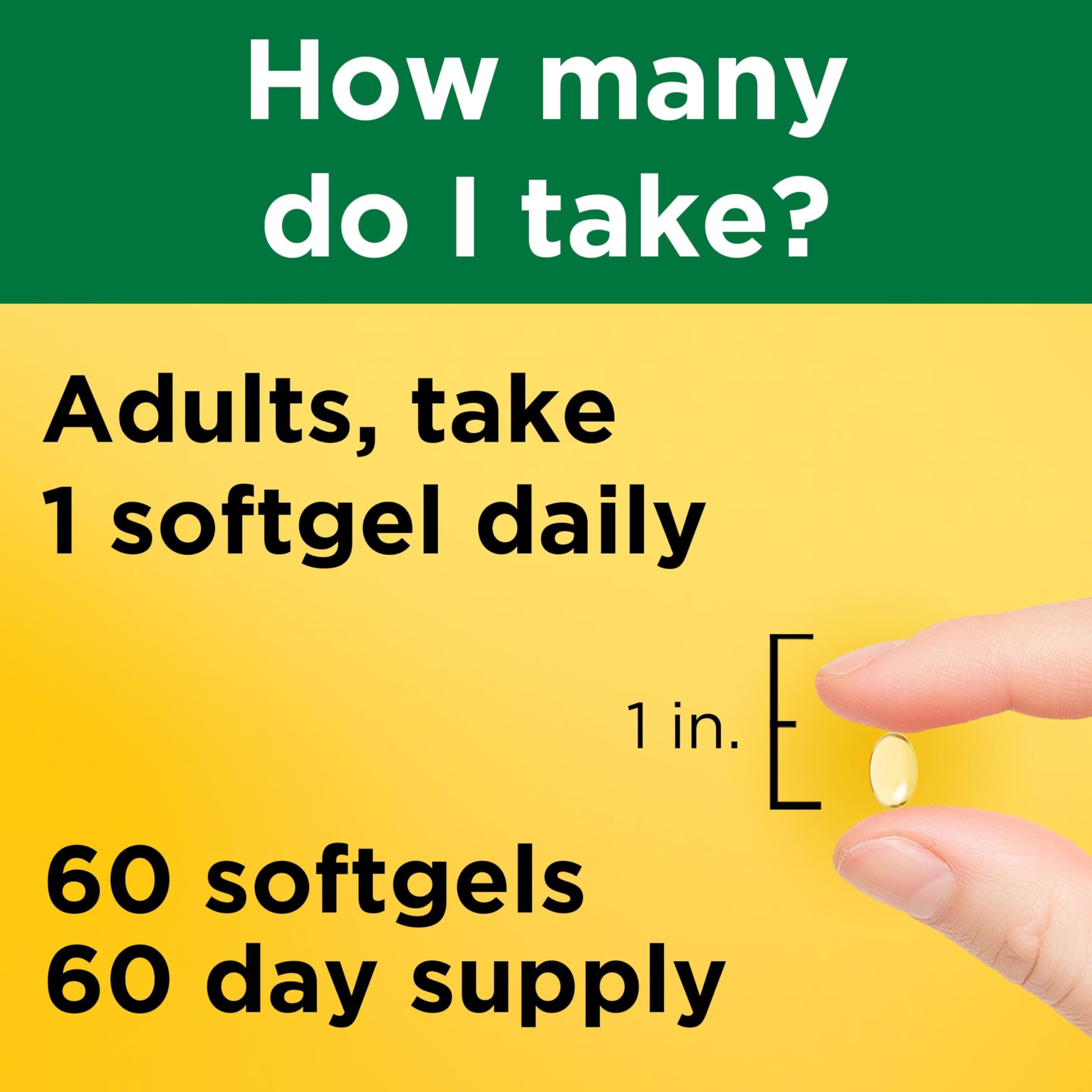 Nature Made botella abierta con softgels para ver contenido interior