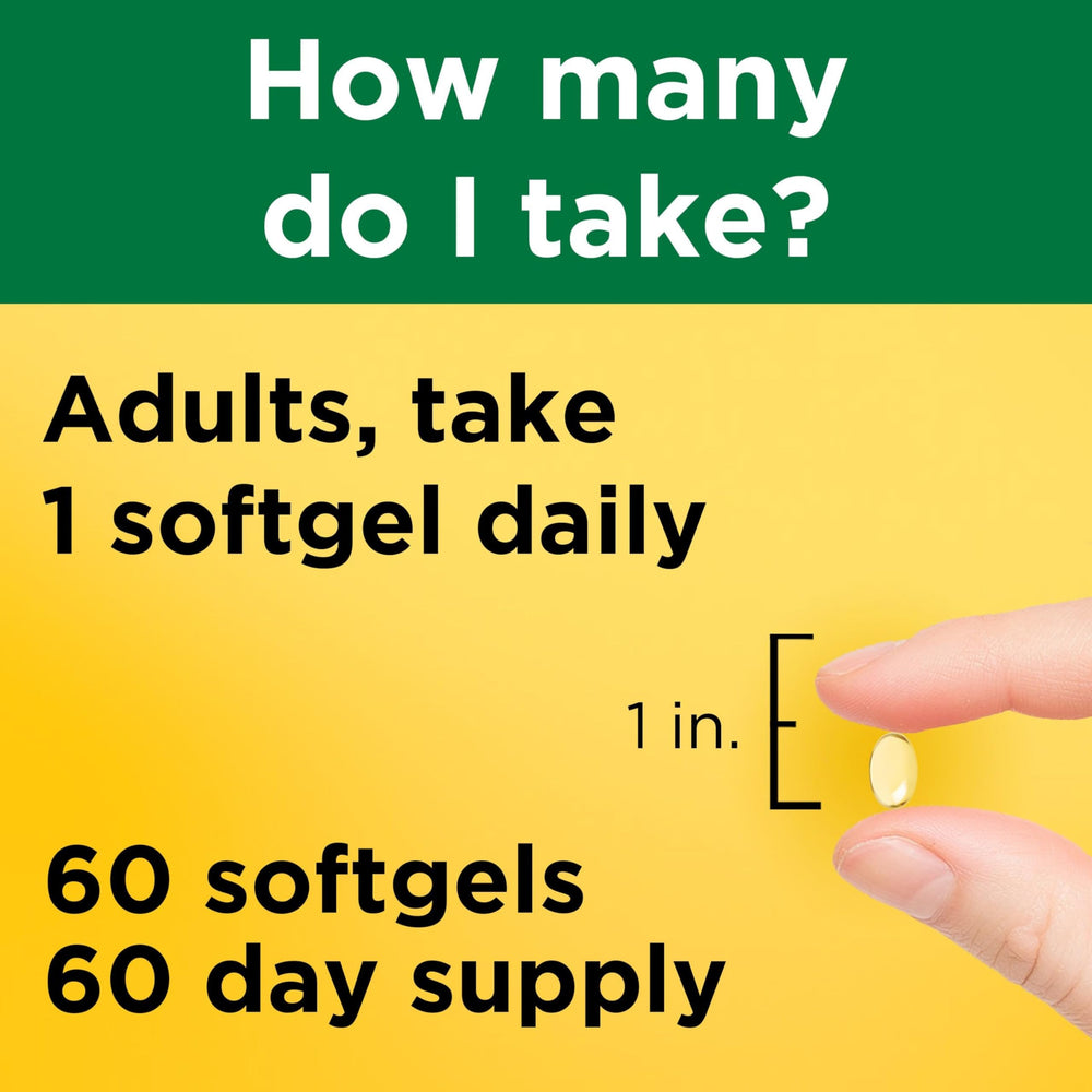 Nature Made botella abierta con softgels para ver contenido interior