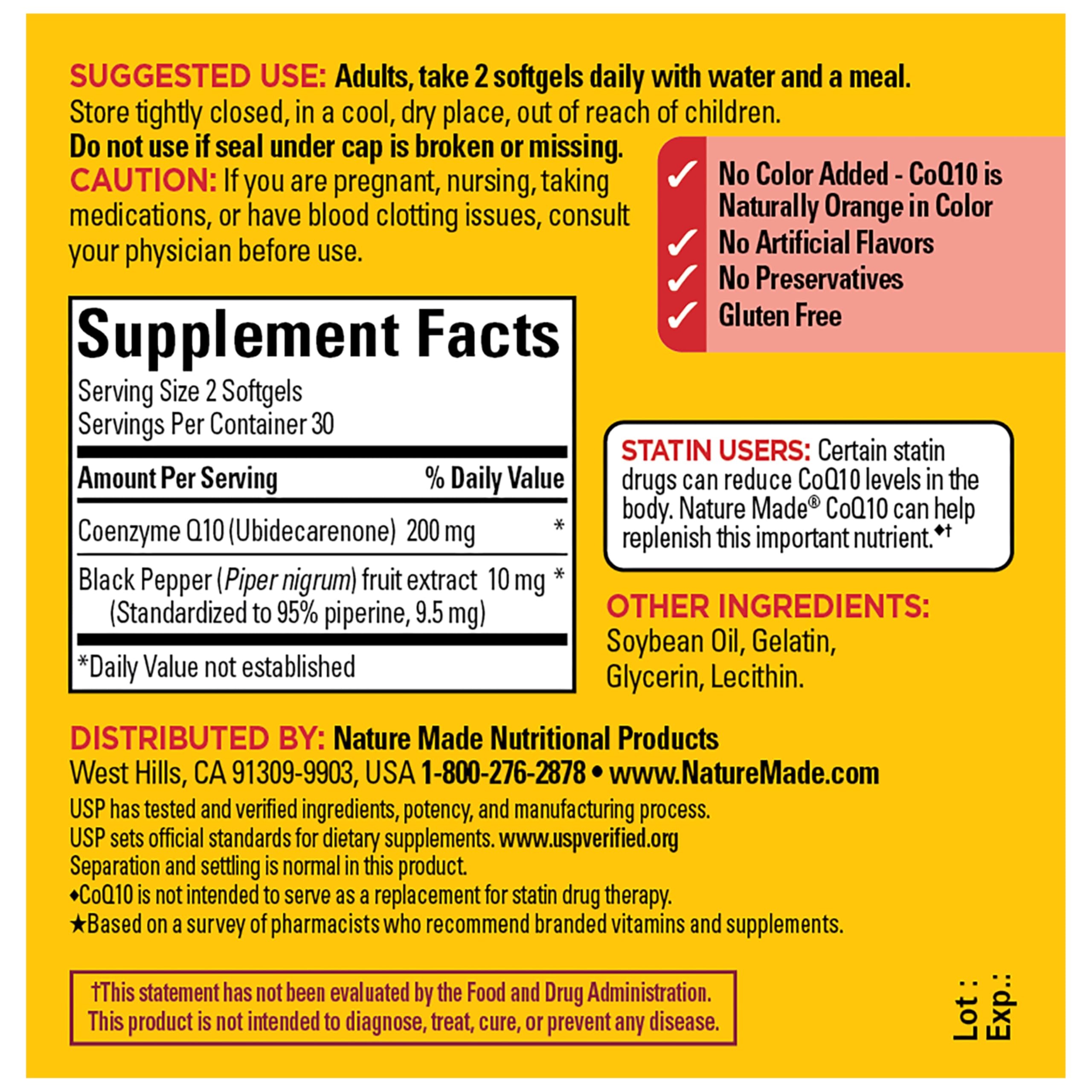 Nature Made botella abierta con softgels esparcidos para visualización interior