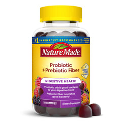 Nature Made frente del envase mostrando 50 gominolas y beneficio práctico