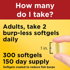Nature Made softgel next to a coin for size comparison and simple dosing