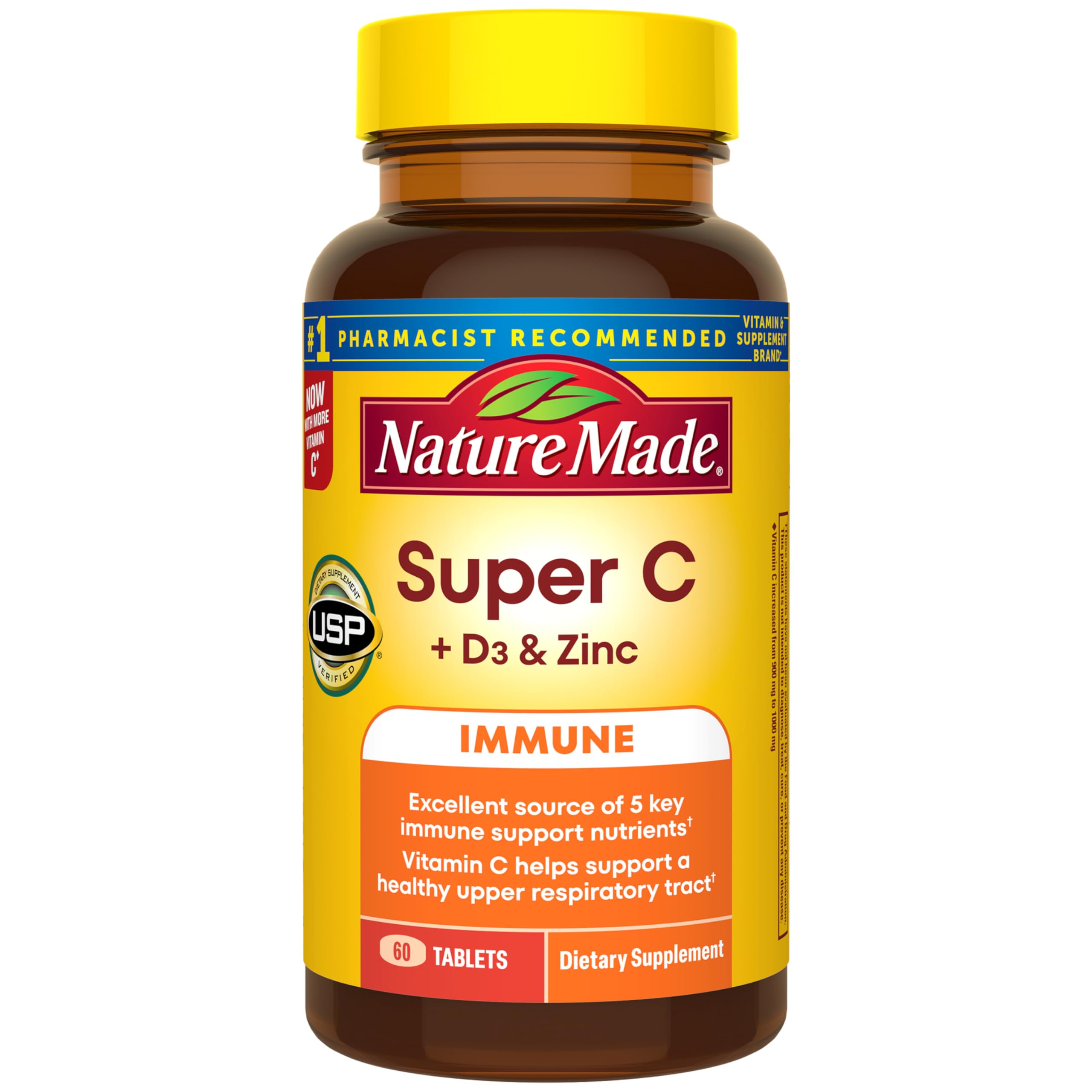 Nature Made frasco frontal mostrando el envase y beneficios clave