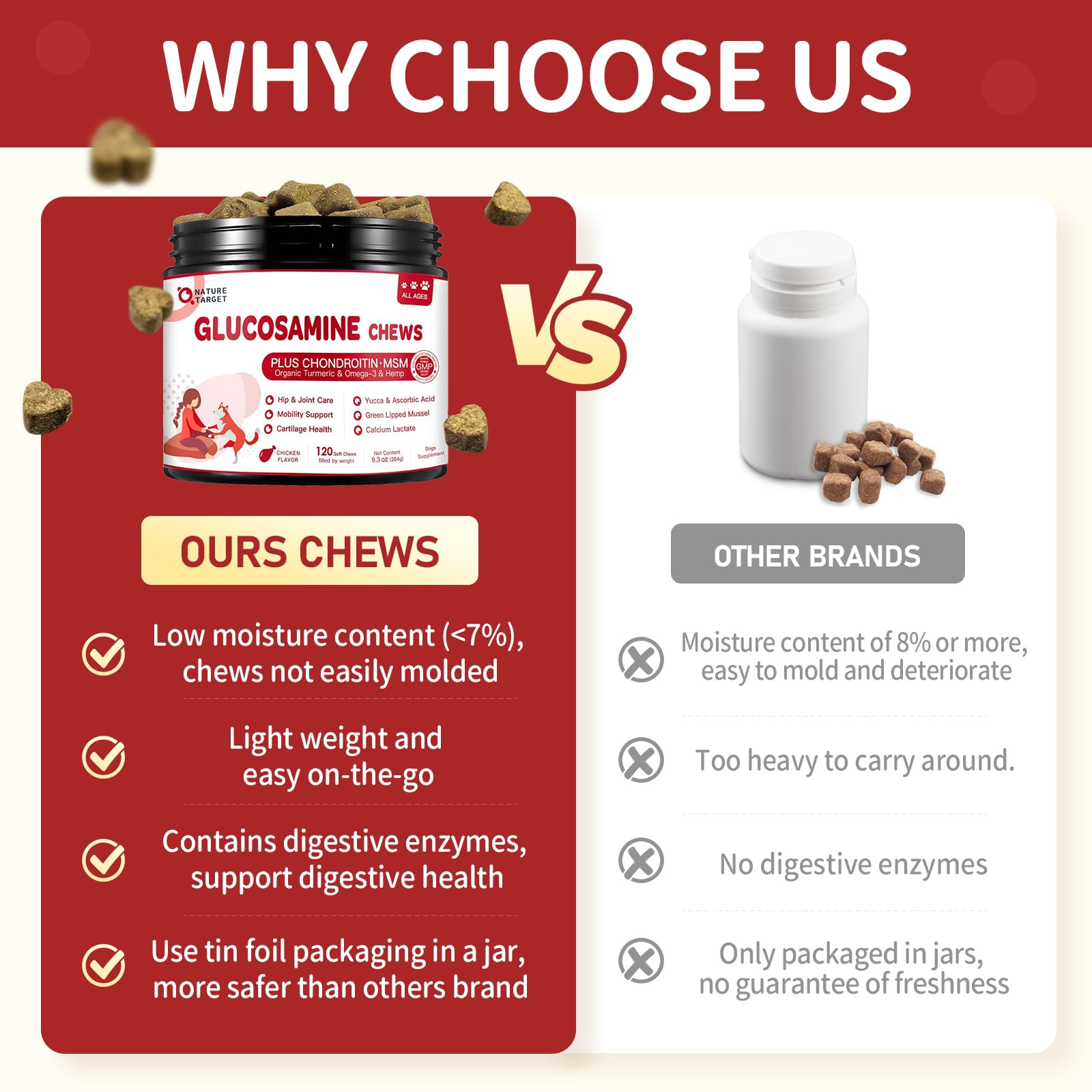 NATURE TARGET etiqueta con ingredientes activos y beneficios visibles