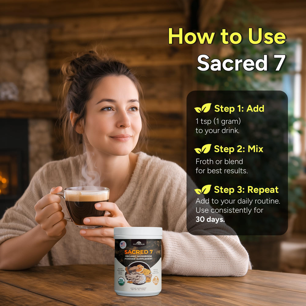 Naturealm Sacred 7 integrado en batido de frutas, facilita añadir a recetas nutritivas
