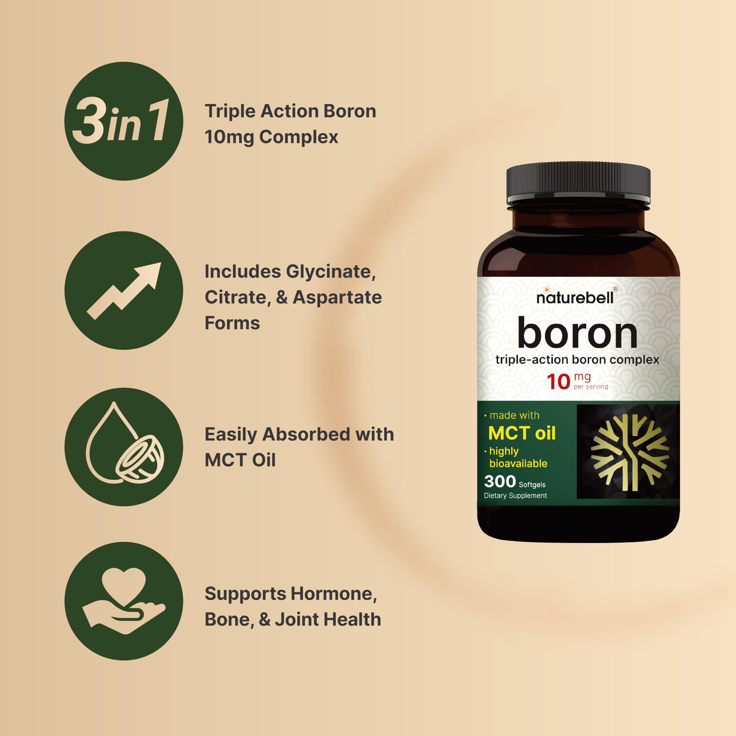 NatureBell aceite MCT y textura indicando mejor absorción del boro