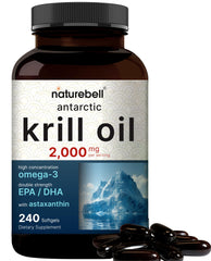 NatureBell frasco frontal del aceite de krill, presentación clara y profesional