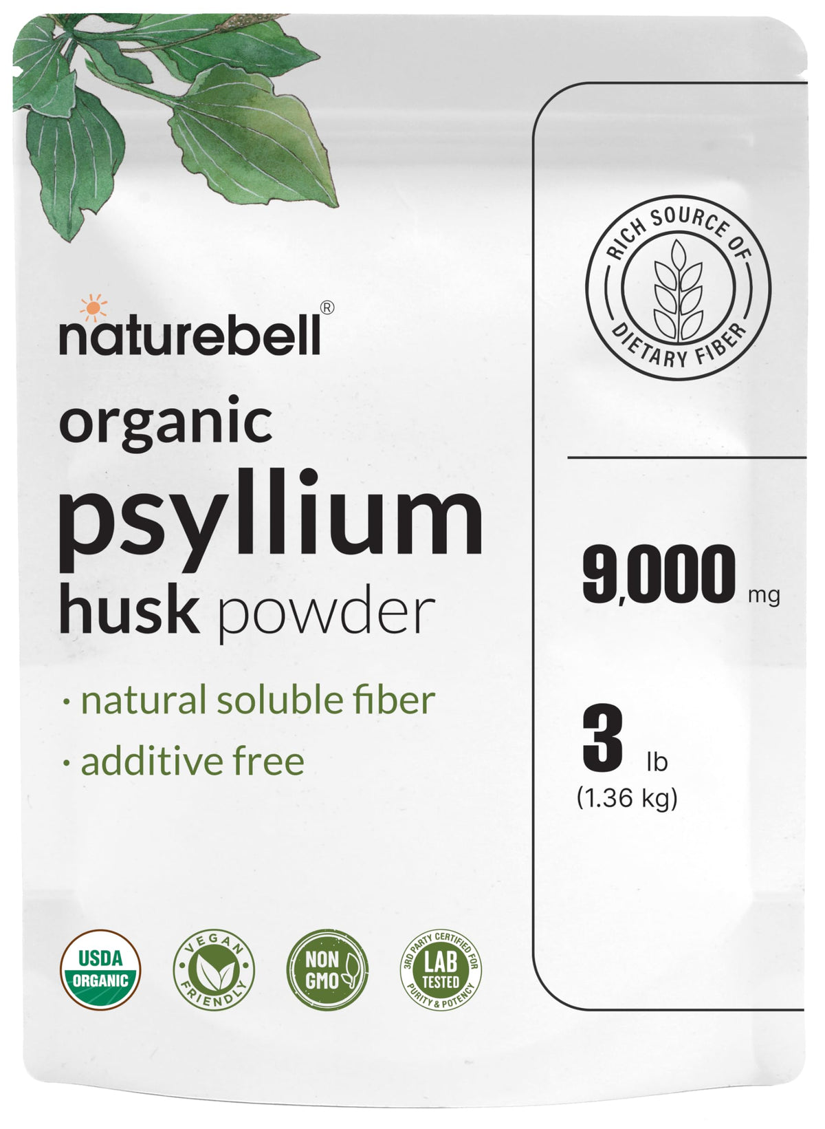NatureBell frente del empaque mostrando tamaño y oferta a granel