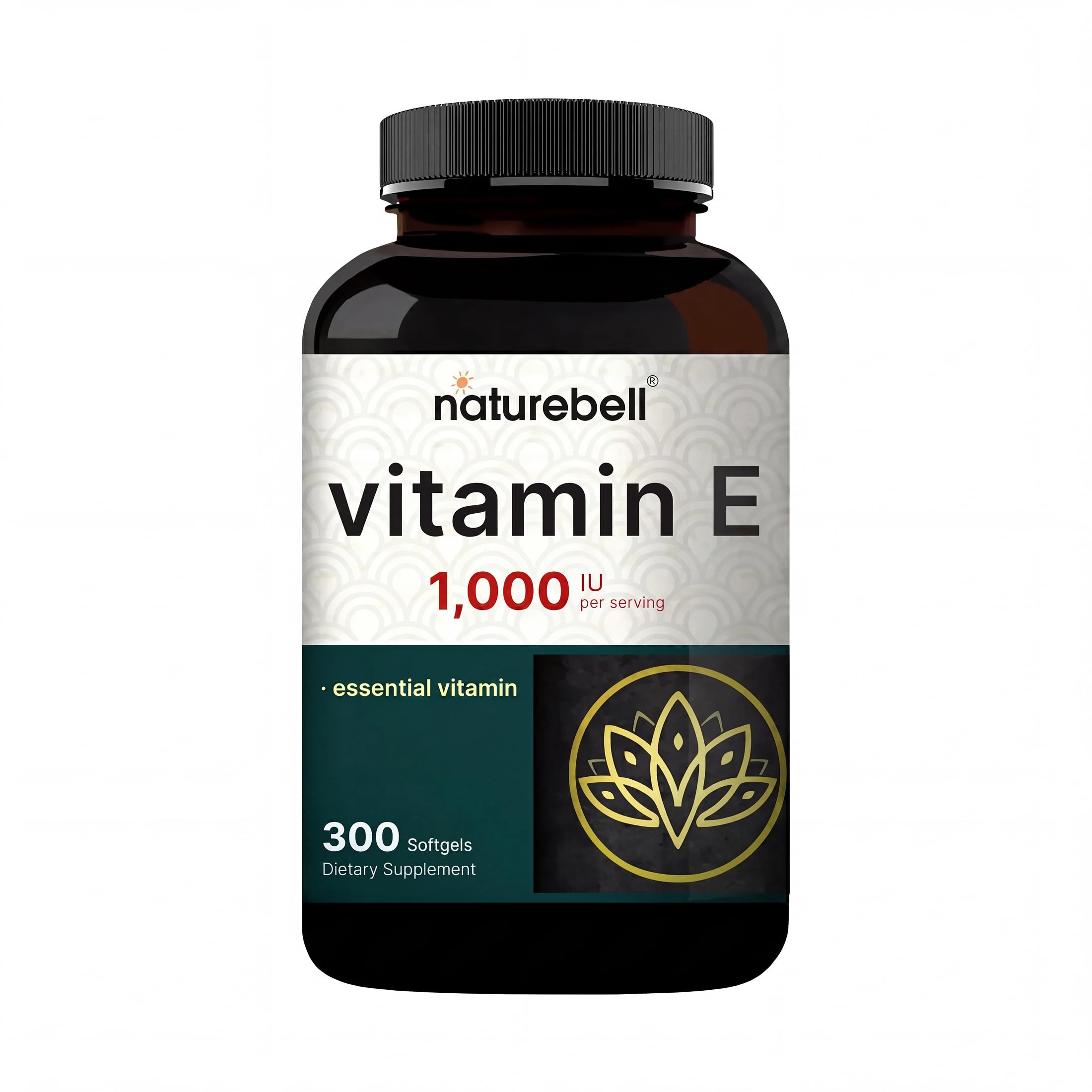 NatureBell botella frontal del suplemento vitamina E 1000 IU, opción de alta potencia