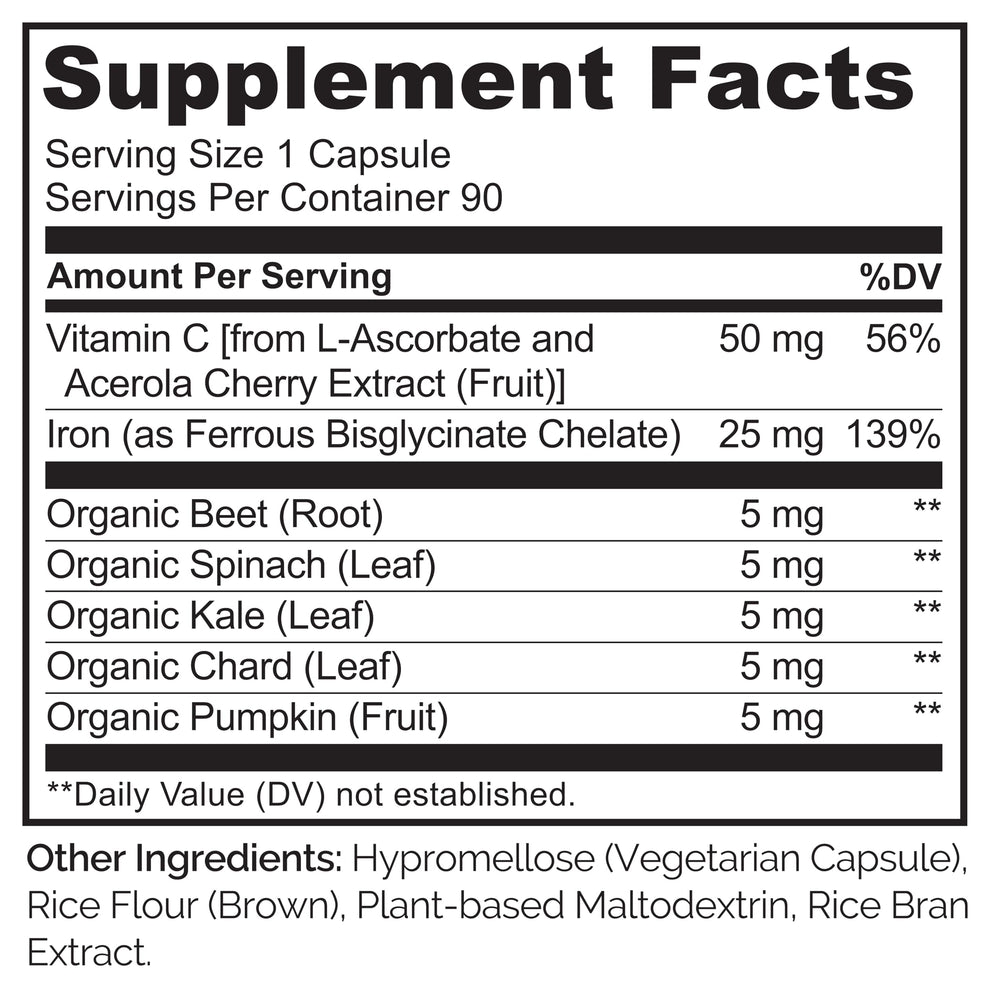 NATURELO ingredient label close-up showing whole food and vitamin C