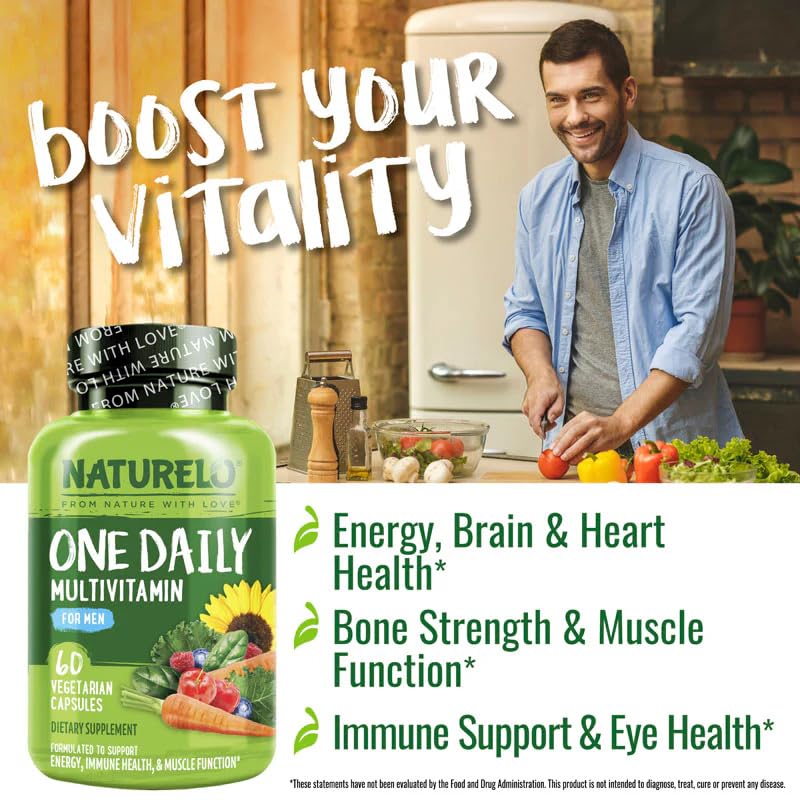 NATURELO man taking a capsule demonstrating daily convenience