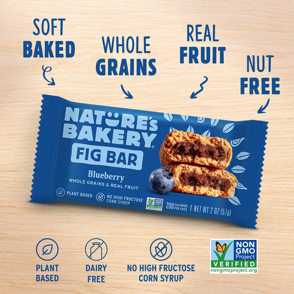 Nature's Bakery twin packs abiertos con dos barras visibles — porciones prácticas para llevar