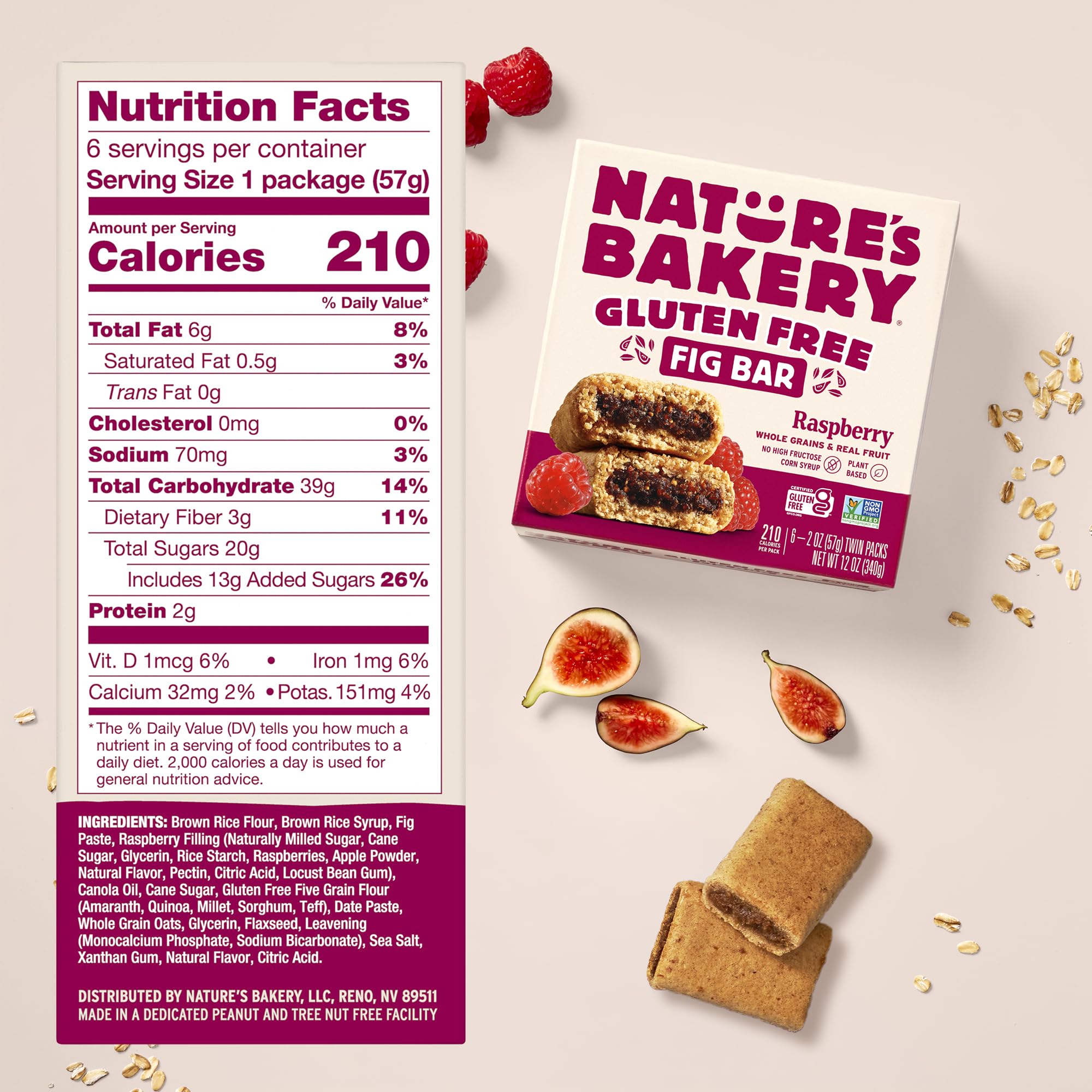 Nature's Bakery twin-pack abierto con dos barras listas para consumir, práctico y portátil