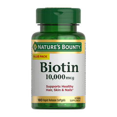 Nature's Bounty frasco delantero que muestra 180 softgels y claridad de cantidad