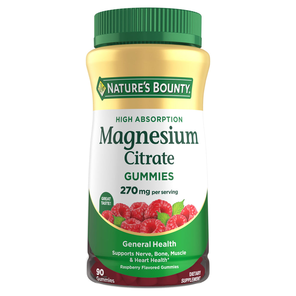 Nature's Bounty frente del frasco mostrando 90 gomitas y beneficio práctico