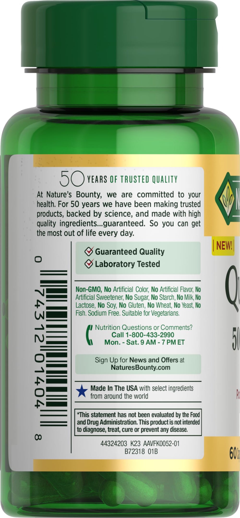 Nature's Bounty frasco en ambiente de vida saludable transmitiendo confianza