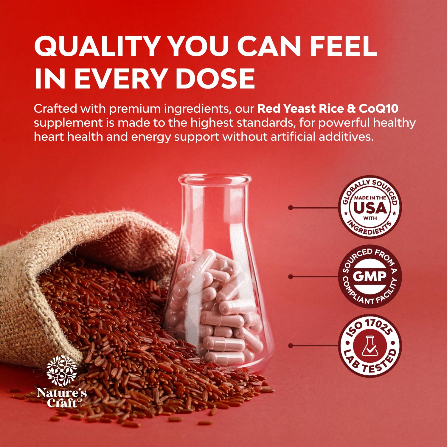 Natures Craft suplemento junto a alimentos saludables para contexto