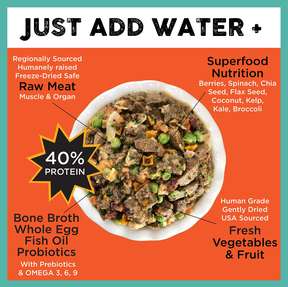 Nature's Diet comida reconstituida en plato lista para servir y apetecible