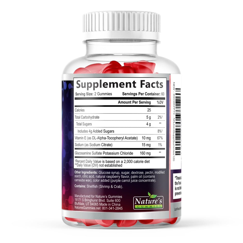 Nature's Gummies comparación de tamaño con monedas para referencia de porción