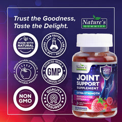 Nature's Gummies etiqueta con lista de ingredientes y certificado cGMP visible