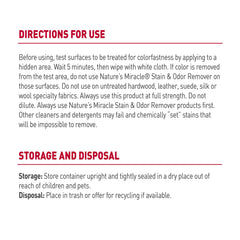 Nature's Miracle closeup label showing enzyme-based ingredients and usage guidance benefit