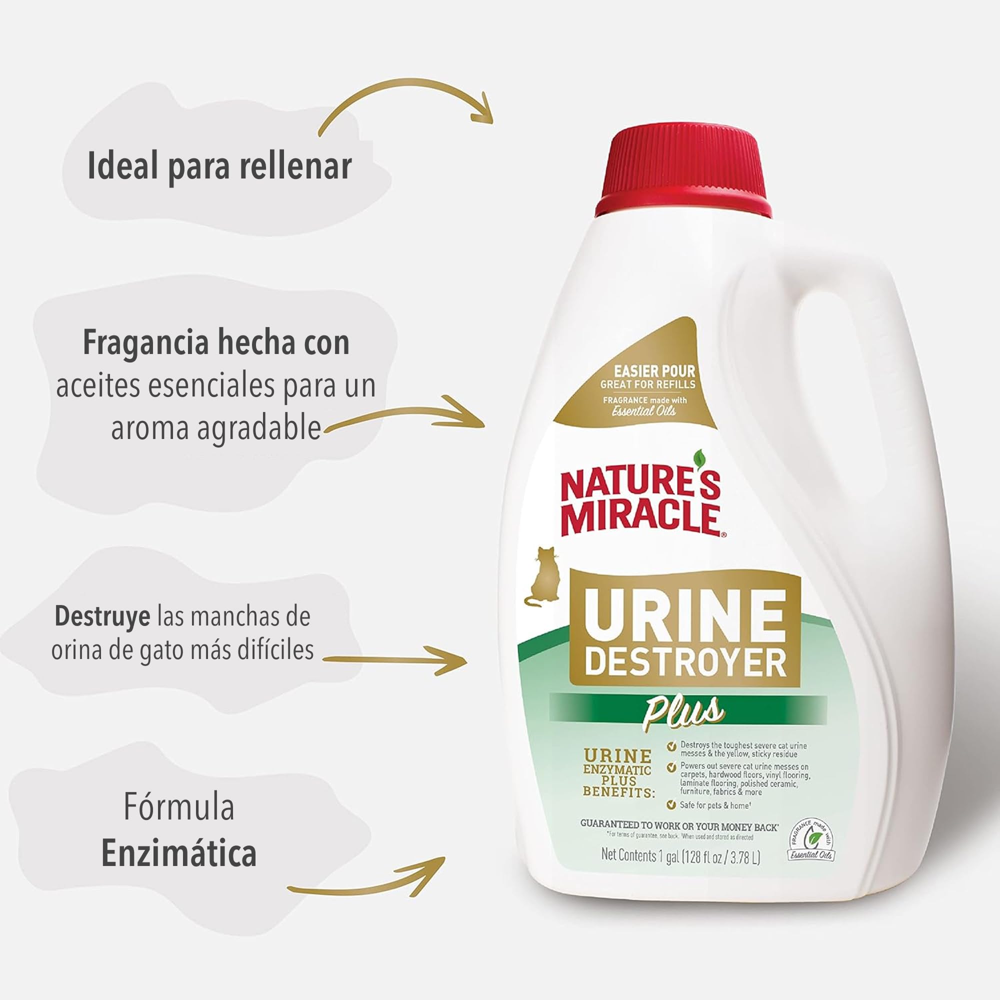 Nature's Miracle tamaño de 1 gal al lado de un pulverizador para comparar