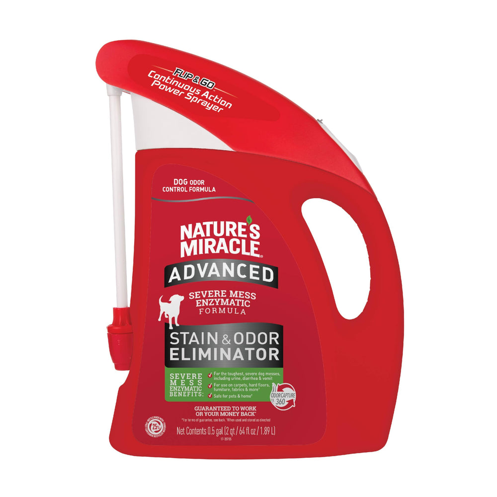 Nature's Miracle botella frontal 64 oz mostrando etiqueta y tamaño