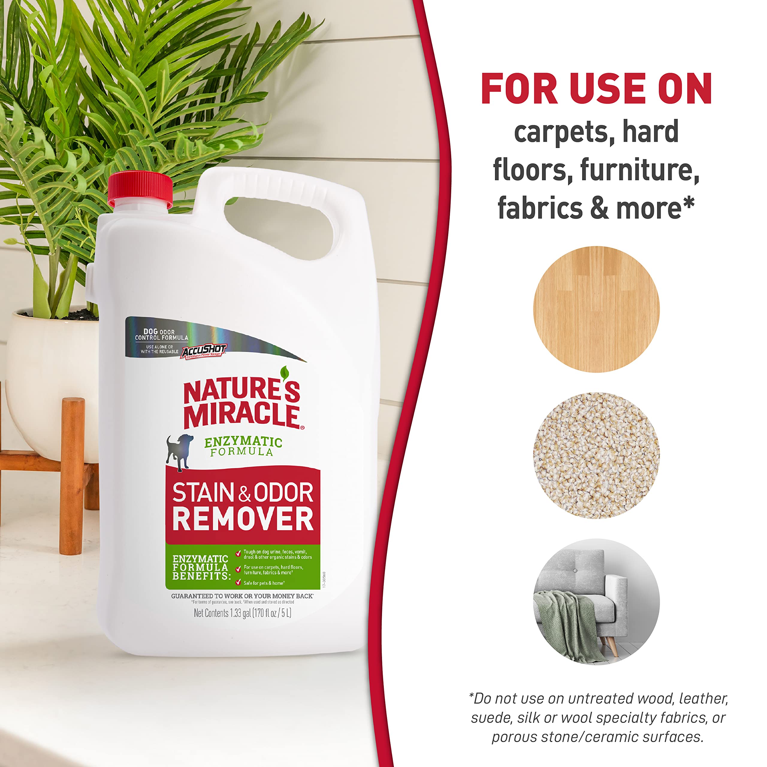 Nature's Miracle measuring cap with size comparison highlighting bulk value benefit