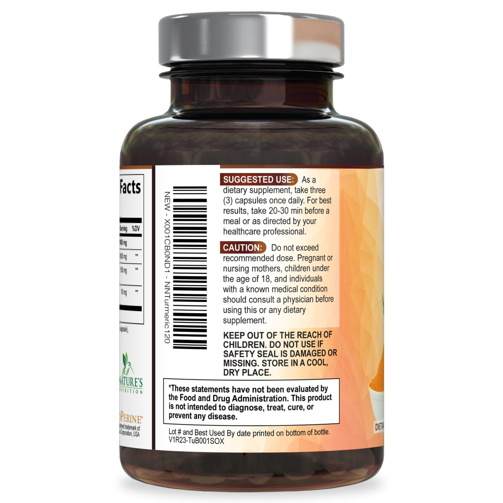 Nature's Nutrition comparación con moneda para entender escala real
