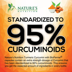 Nature's Nutrition polvo de cúrcuma en primer plano mostrando textura natural