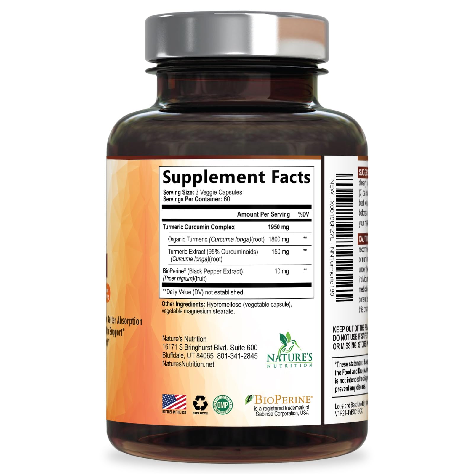Nature's Nutrition organic certification badge and clean label focus
