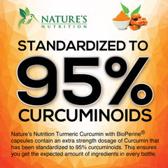 Nature's Nutrition ingredient label closeup showing curcuminoid and Bioperine details