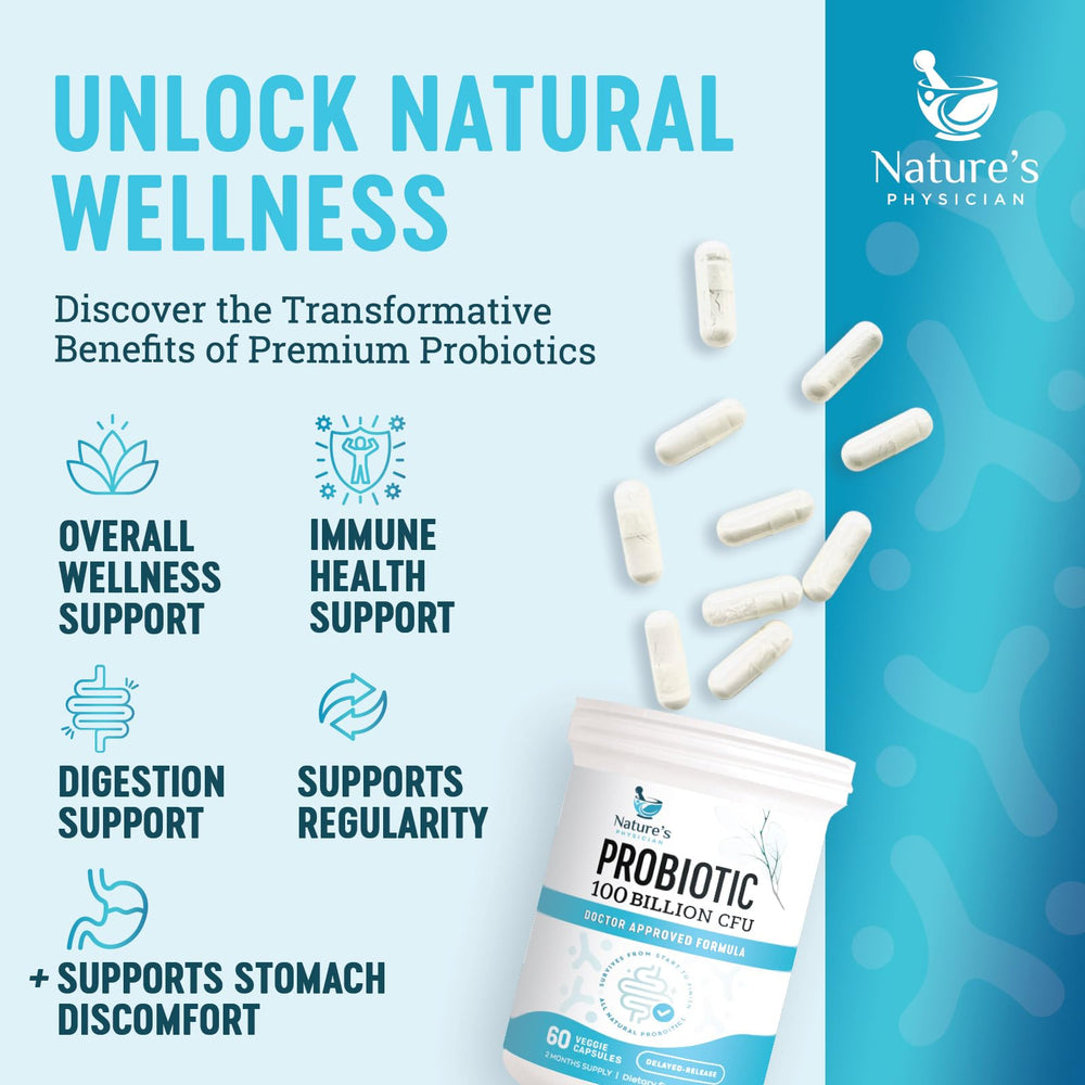 Nature's Physician cápsula abierta y polvo ilustrando contenido y formulación potente