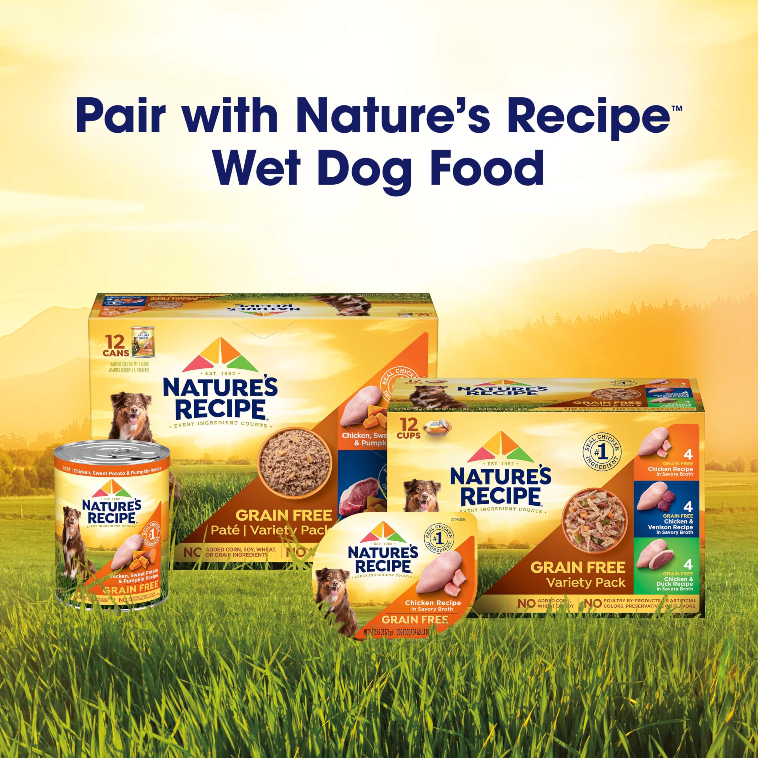 Nature's Recipe perro adulto comiendo en cocina mostrando aceptación