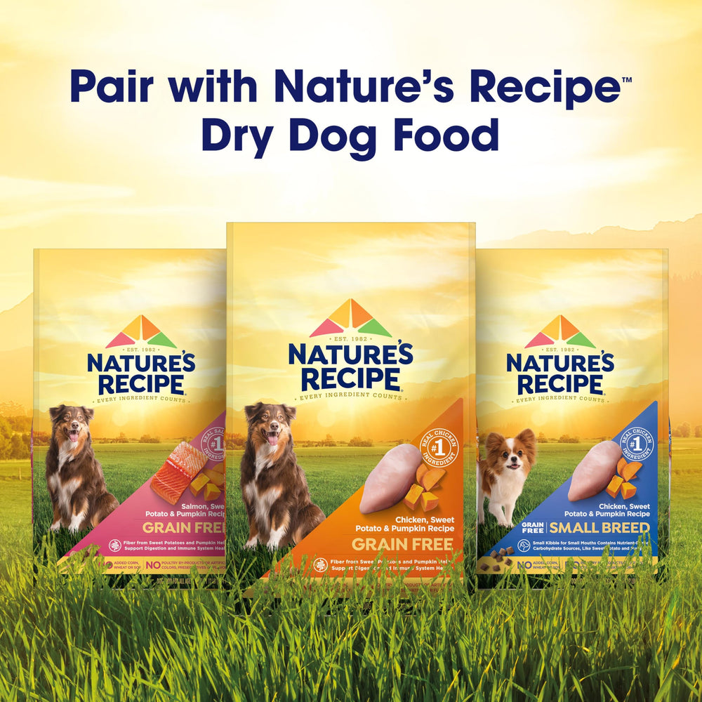 Nature's Recipe comida servida al aire libre en paseo, práctico para viajar