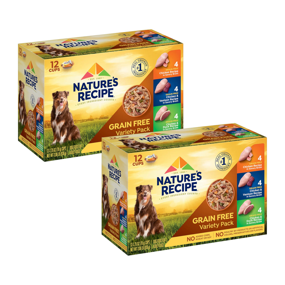 Nature's Recipe empaque frontal mostrando variedades y beneficios