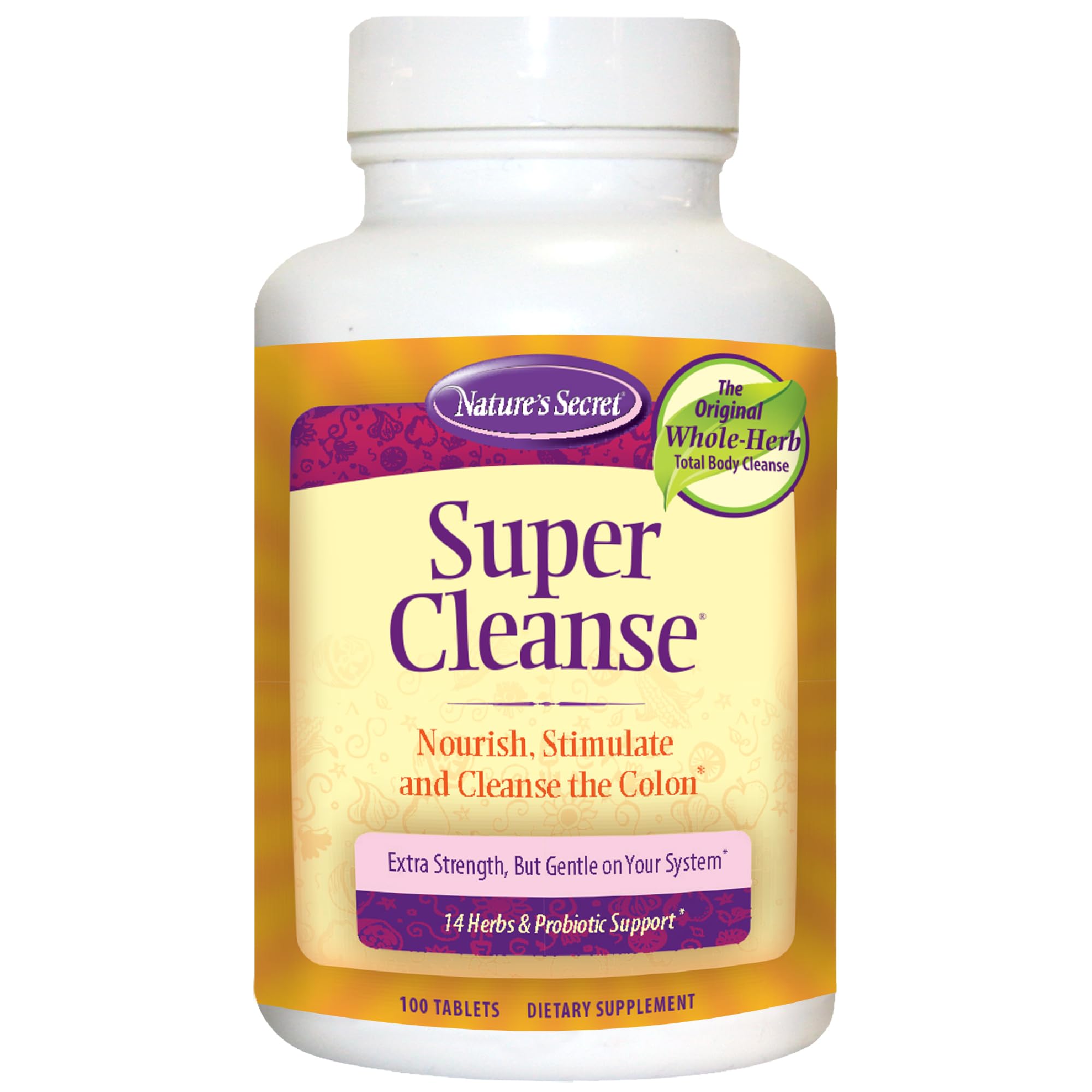 Nature's Secret frasco Super Cleanse frente mostrando etiqueta clara y beneficios