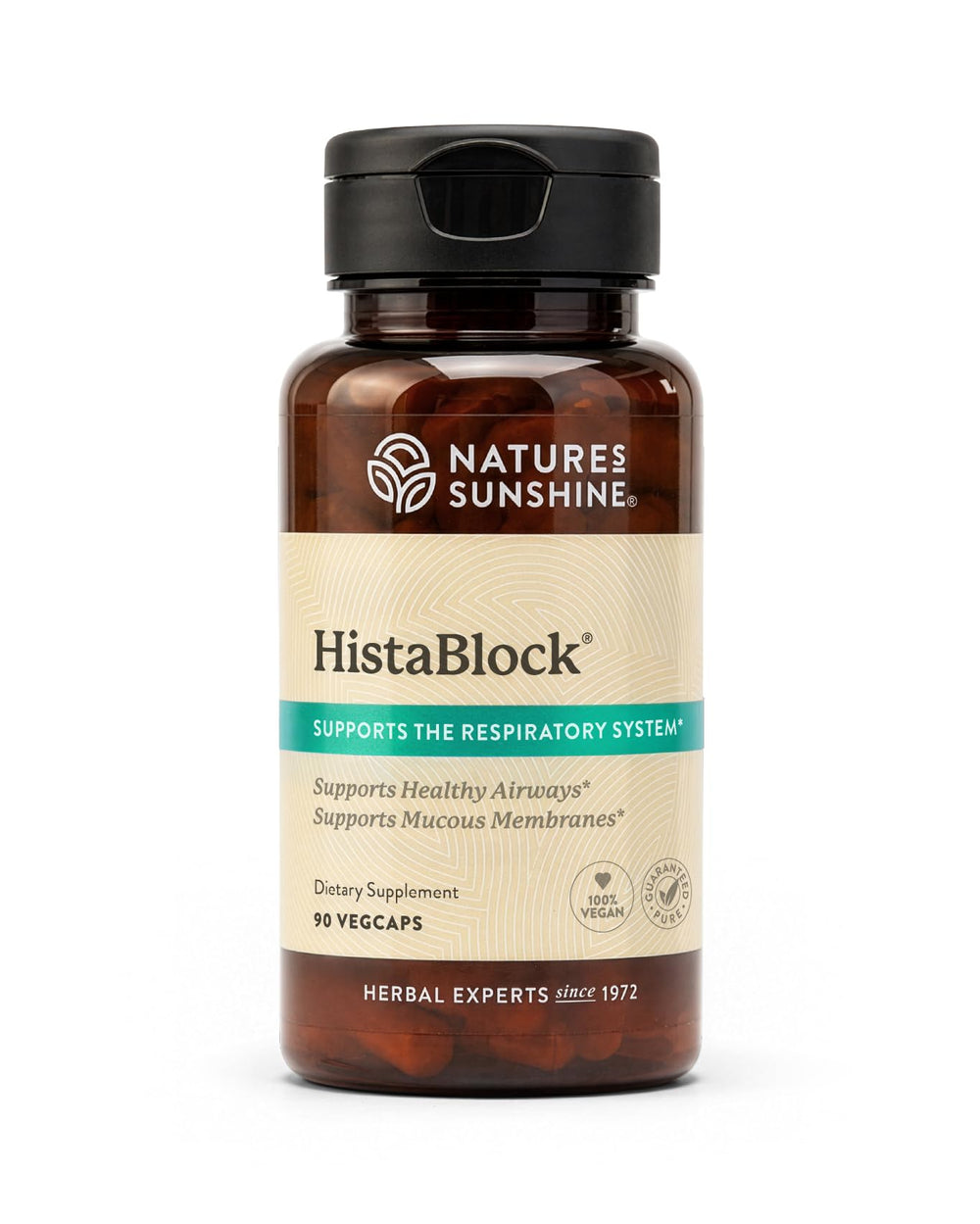 Nature's Sunshine envase frontal de HistaBlock mostrando soporte respiratorio
