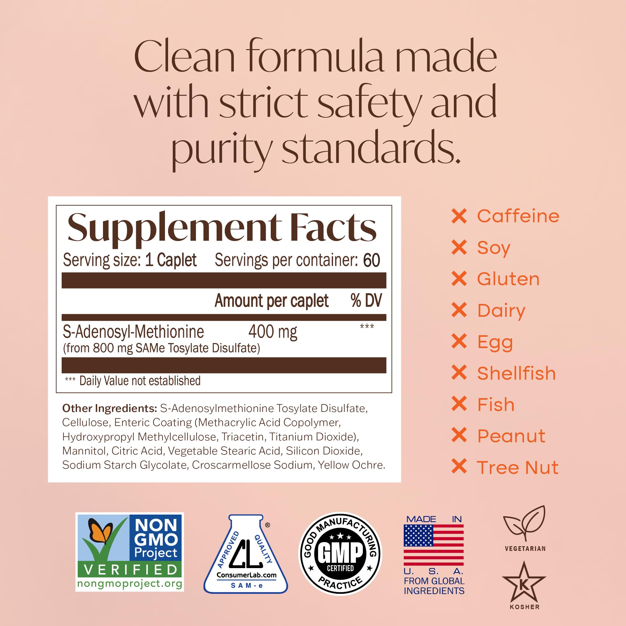 Nature's Trove etiqueta con certificación Kosher y lista de ingredientes