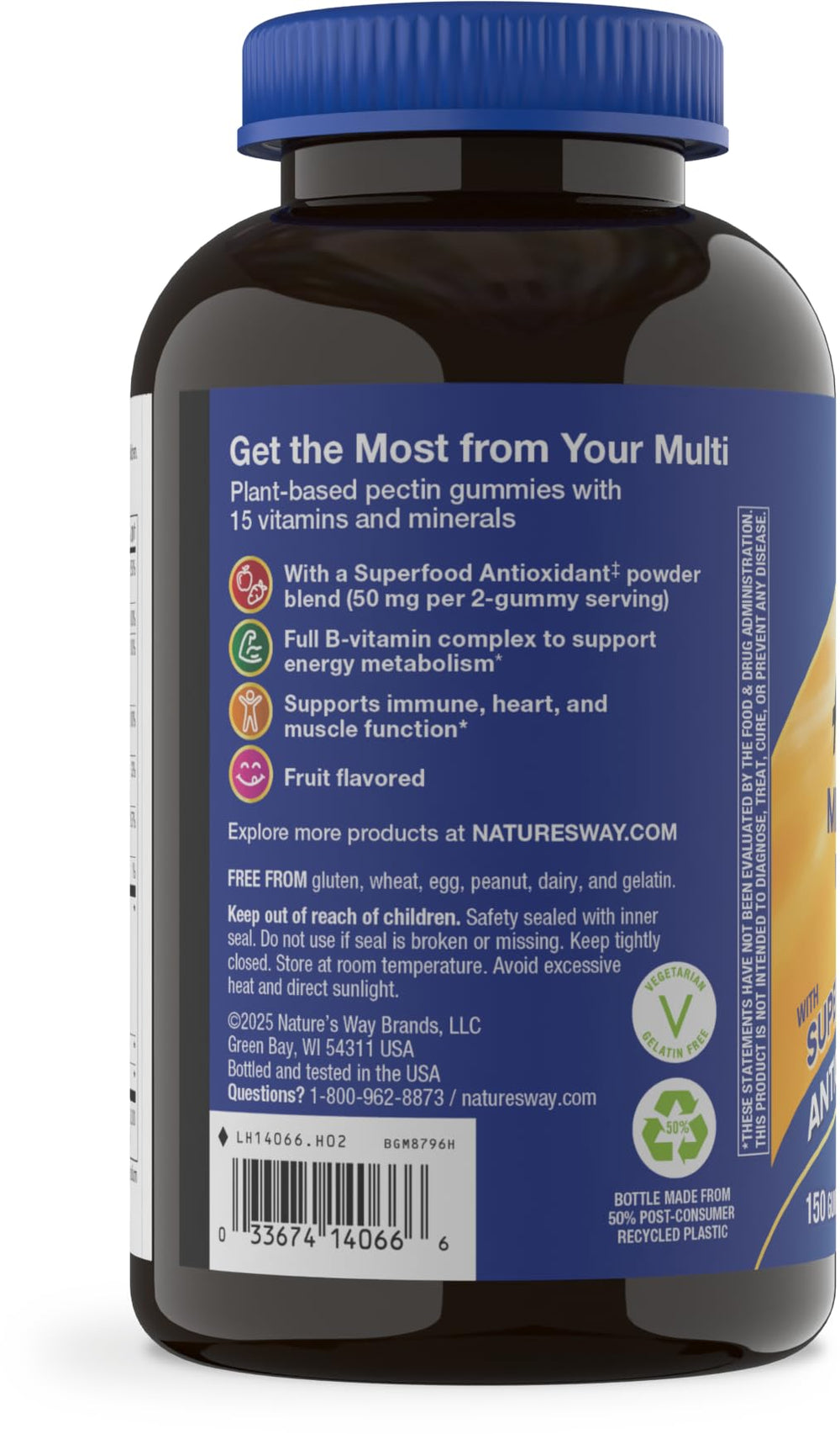 Nature's Way producto junto a un batido saludable sugerente de estilo de vida activo
