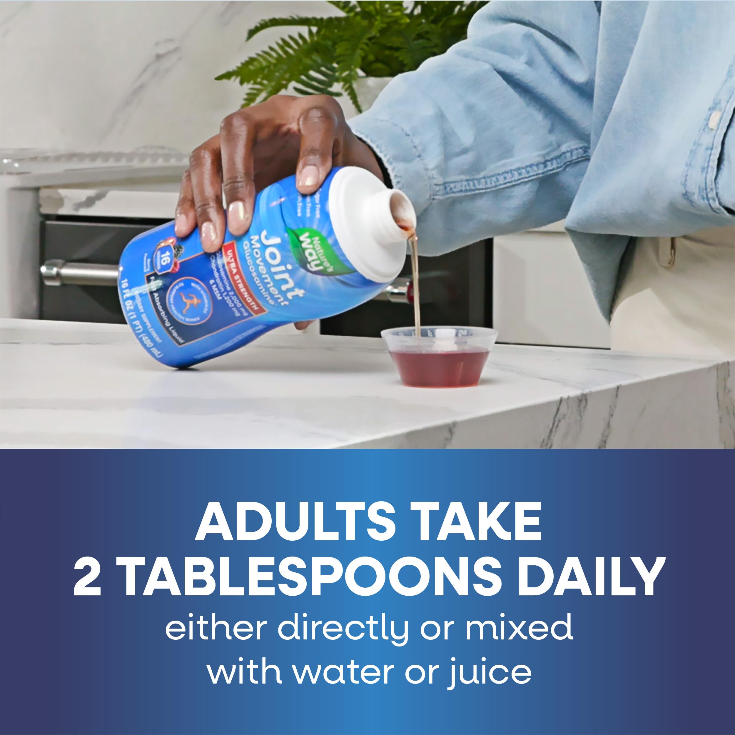 Nature's Way mezcla del líquido en un batido matutino, integración sencilla en recetas